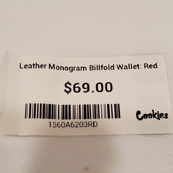 Cookies Red Leather Embossed Monogram Billfold Wallet/Card Holder - Picture 8 of 8